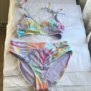 SO Colorful Tropical Bikini Set - Bottoms Large Top Medium